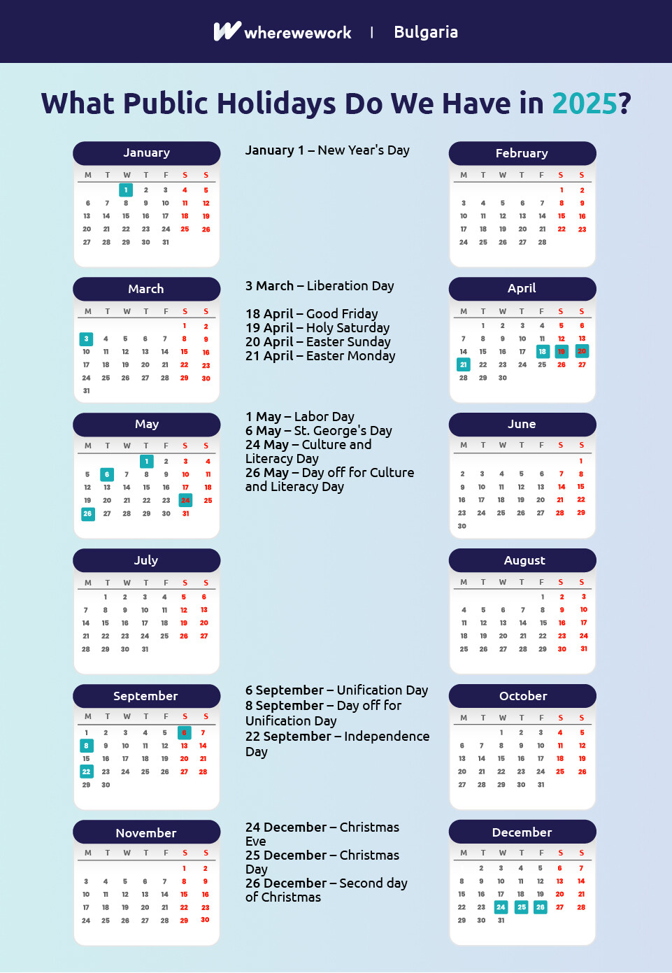 Public holidays in Bulgaria 2025